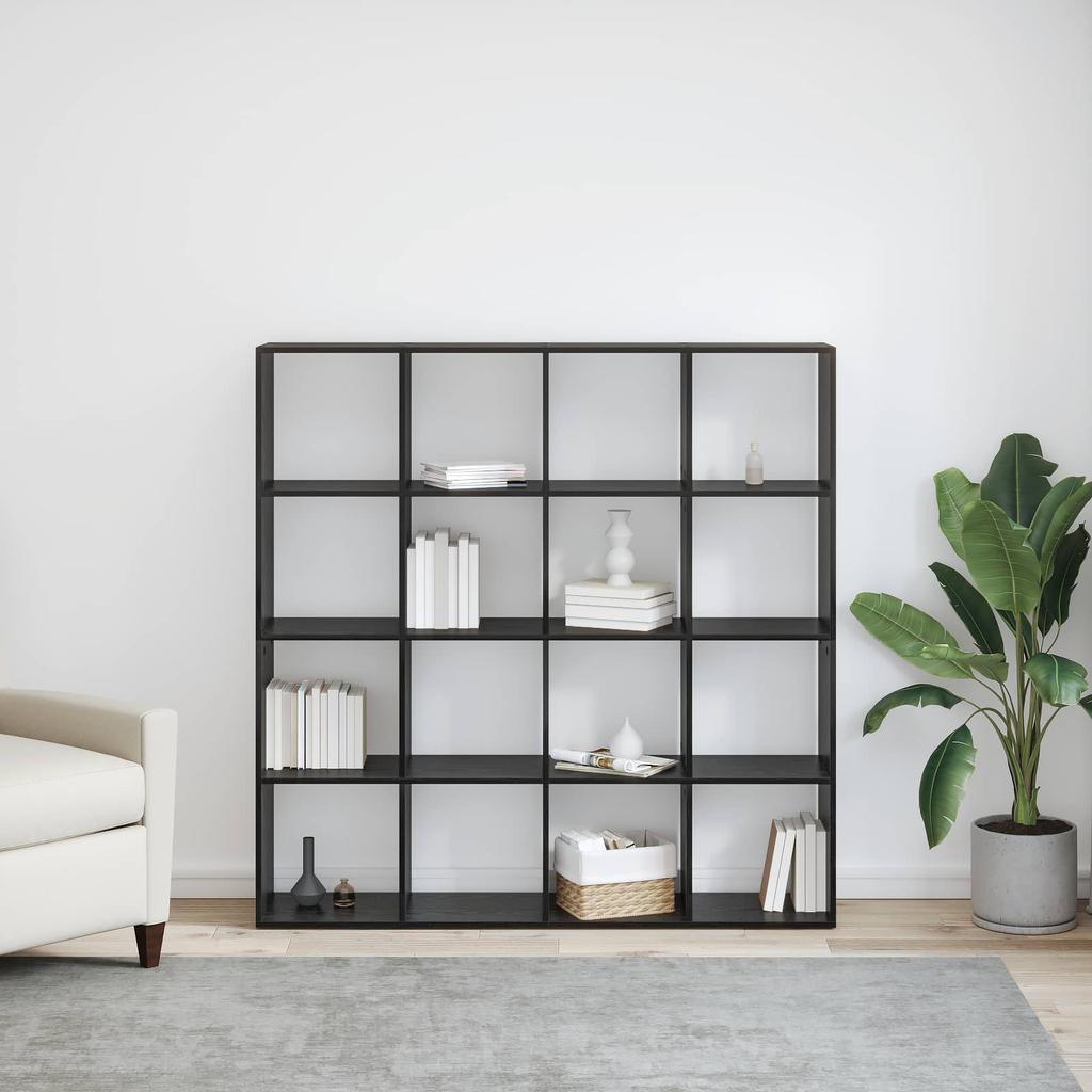 Bookshelf Black Oak Effect 137.5 x 29 x 137.5 cm
