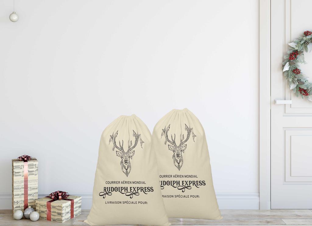 Printtoo Pack of 2 Drawstring Special Delivery Extra Large Size Christmas Sack Re-Usable Xmas Present Storage 27x20 Inch