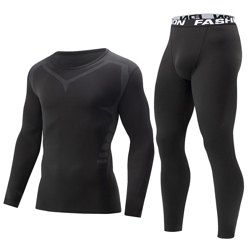 2-piece Men's Warm Corset Warm Suit Corset Jacket and Trousers Men's Fitness Pants Shirt Running Yoga Sports Pants