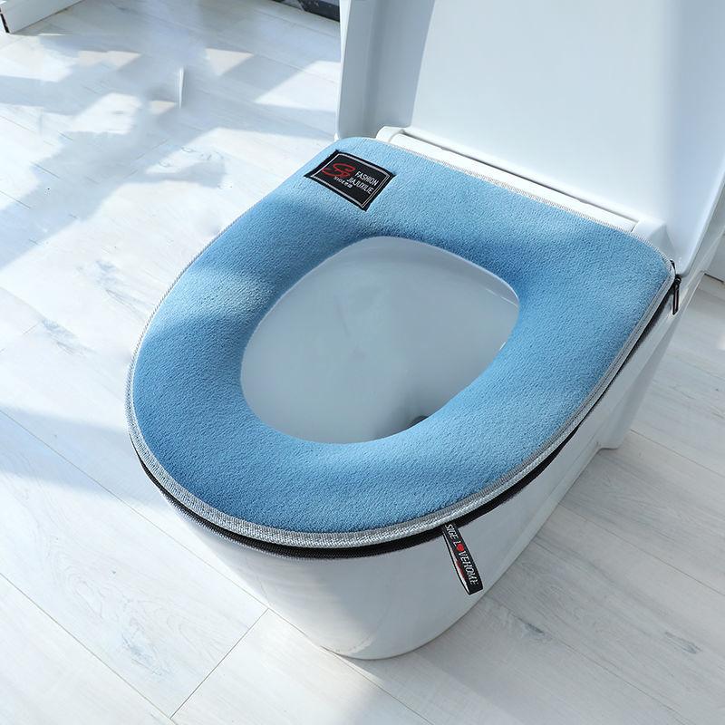 Four Season Universal Short Velvet Toilet Cover Back Waterproof PU Toilet Cushion Household Bathroom Zippered Toilet Seat Cover