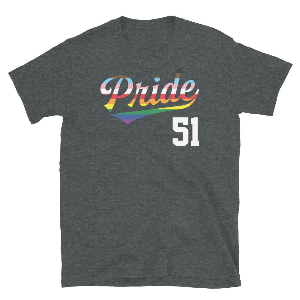 

Baseball Jersey Number 51 LGBTQ Inclusive Rainbow Short-Sleeve Unisex T-Shirt XL