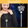 Elegant Korean Style Butterfly Sweater Necklace With Pearl Tassels For Women