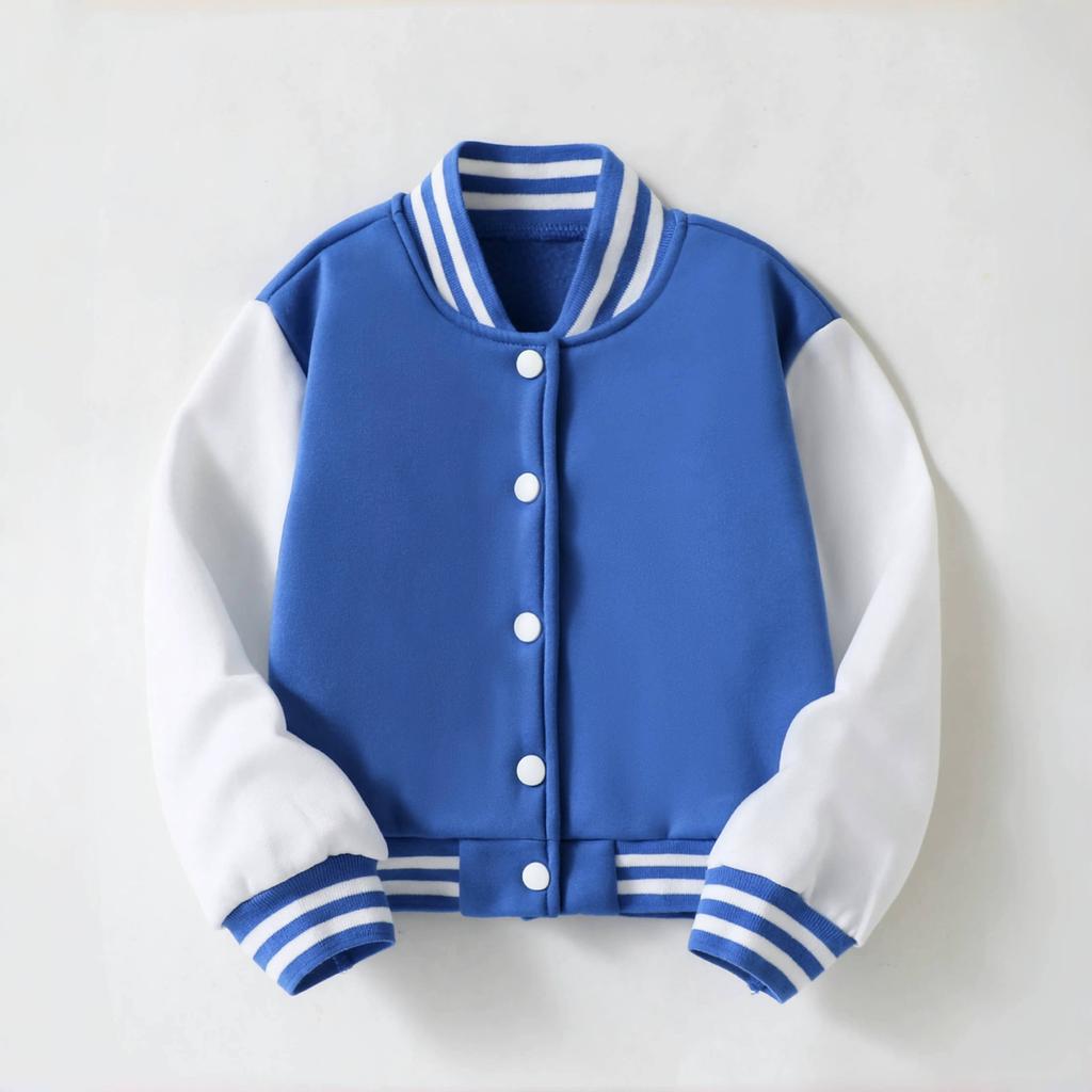 Children's Clothing Girls' College Style Knitted Cardigan Color-Block Casual Spring Autumn Baseball Jacket Color-Block Fashion College Style Top
