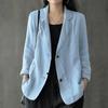 ZANZEA Koreanische Version des Sommers 3/4 Ärmel Knopf Baumwolle Leinen Anzug dünne Strickjacke Jacke Frauen Oberbekleidung