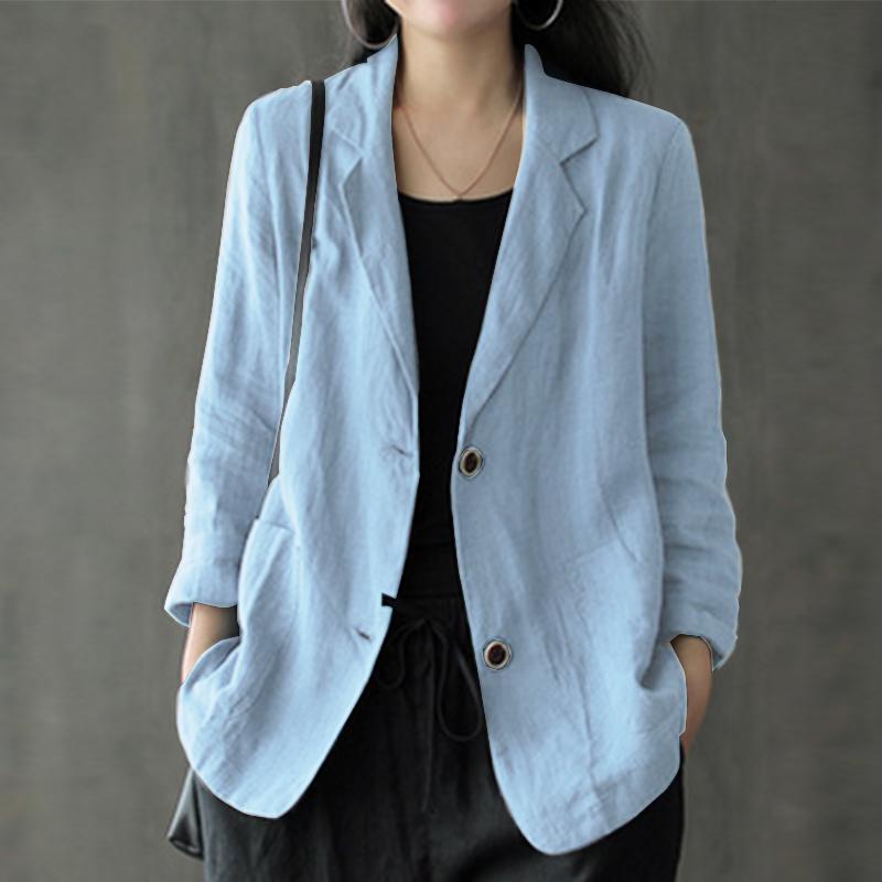 ZANZEA Koreanische Version des Sommers 3/4 Ärmel Knopf Baumwolle Leinen Anzug dünne Strickjacke Jacke Frauen Oberbekleidung