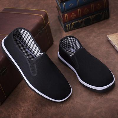 Chaussures plates confortables à semelle imitation pneu, chaussures en tissu vieilles de Pékin, toile lasagne, chaussures simples, fabrication manuelle traditionnelle, chaussures en tissu noir en ligne