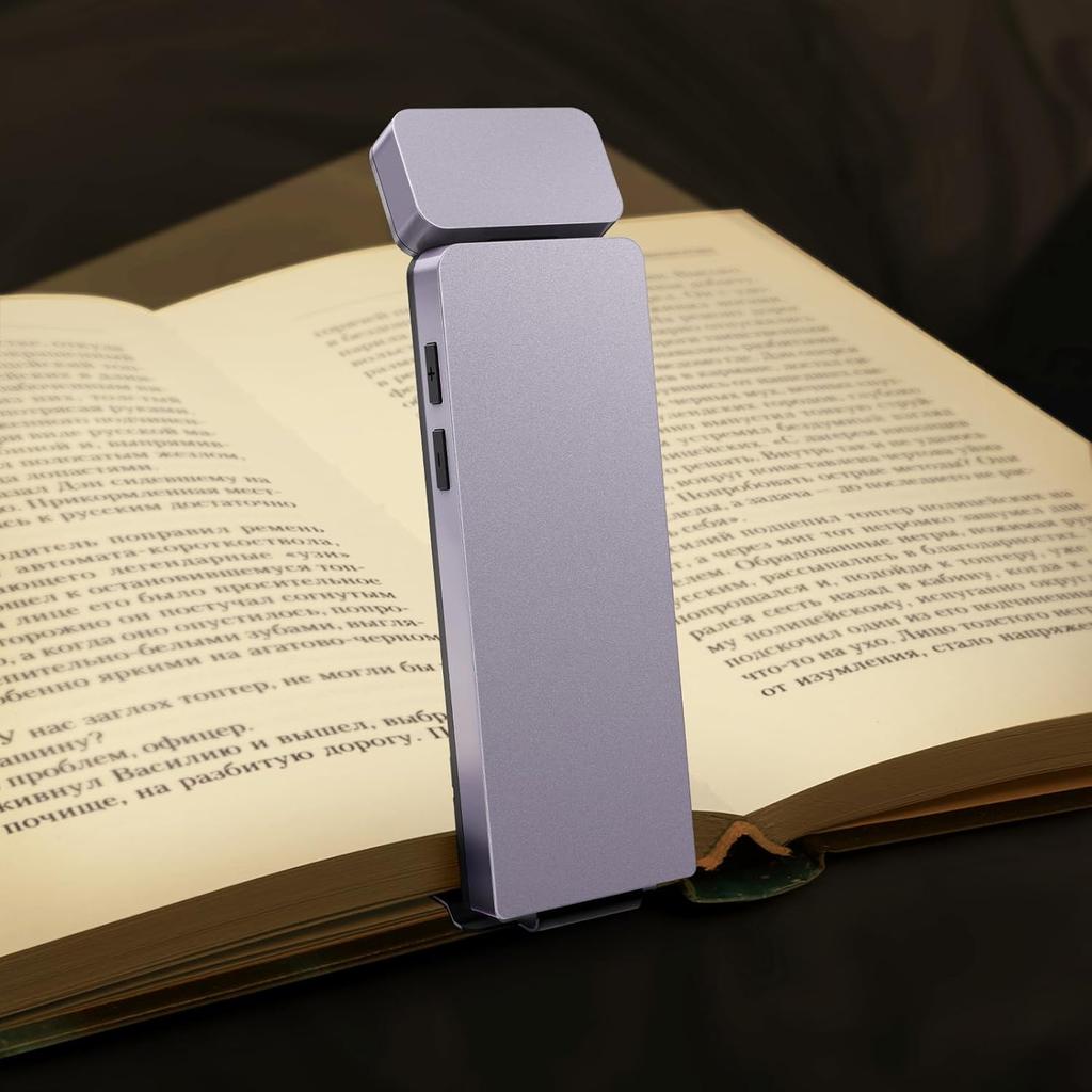 LED Rechargeable Clip-On Book Light 3 Colors 5 Brightness Bed Reading Night Light Eye-Protection Bookmark Lamp Mini Book Lamp