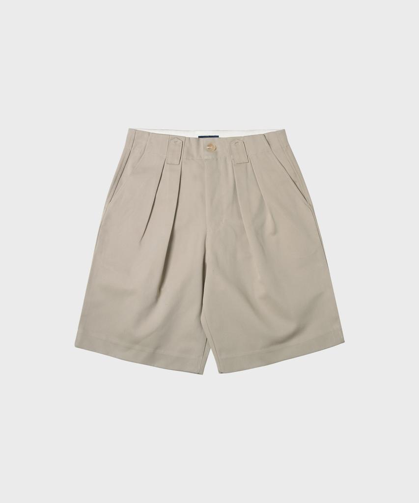 Panobeu Pnv018 Structured Tuck Shorts (Light Beige)