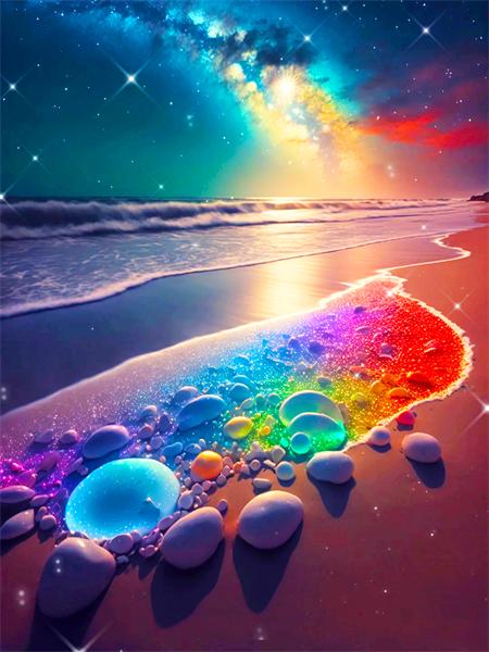 5d Diamond Painting Full Drill Fantasy Night Seaside Embroidery Mosaic Stone Landscape Crystal Wall Art