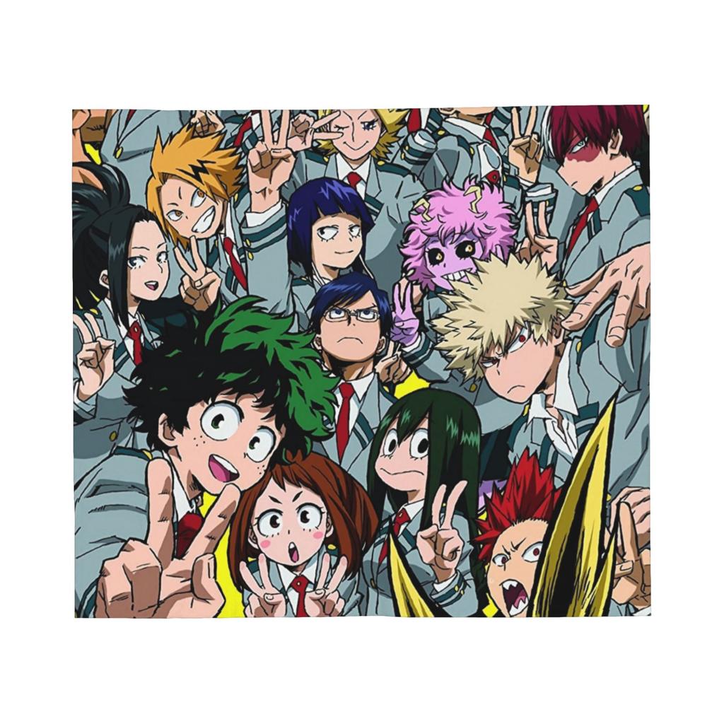 My Hero Academia Blankets Flannel All Season Collage Midori And Friends Portable Warm Throw Blanket for Sofa Travel Bedspreads