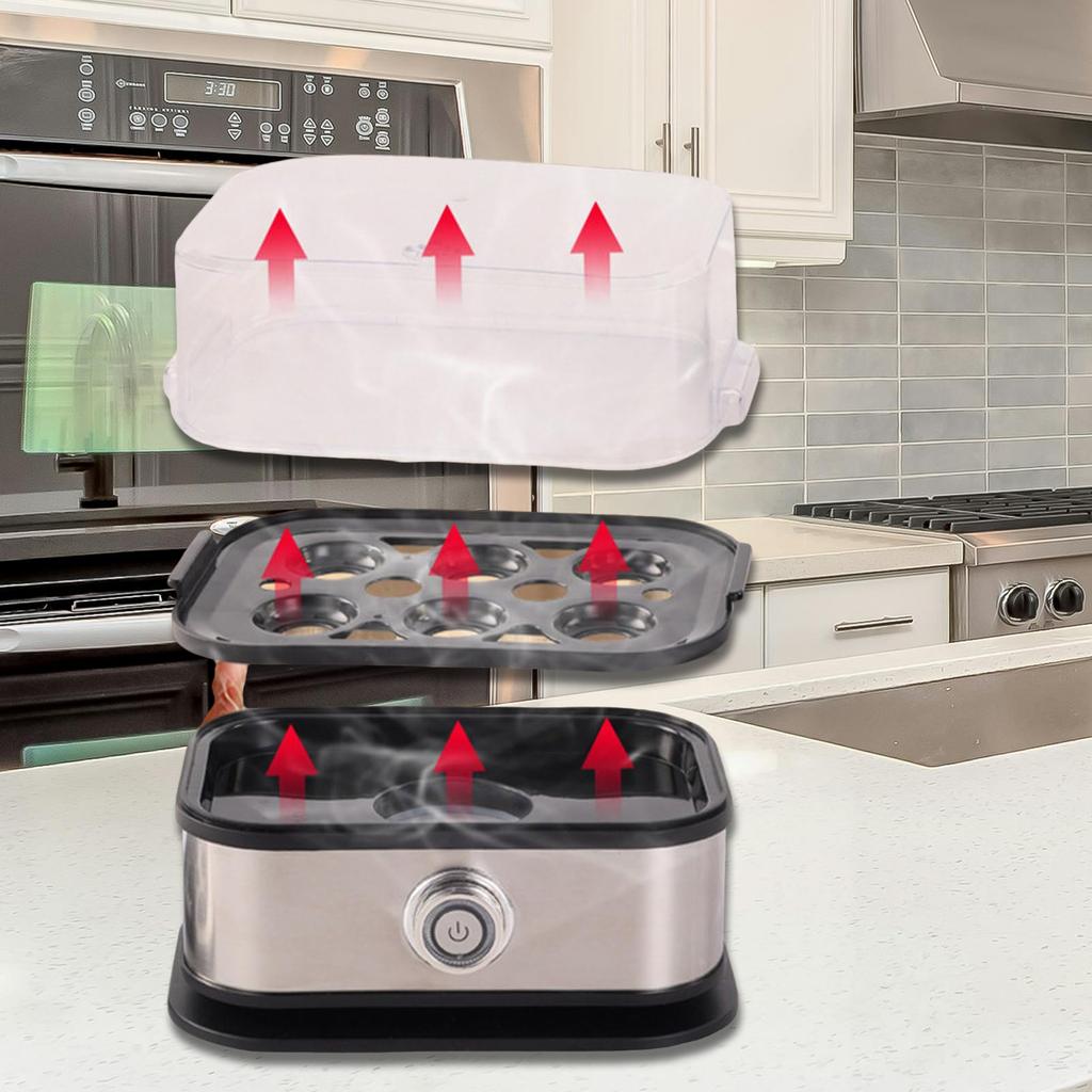 Elektrischer Eierkocher Automatischer Schnellkocher 200W Edelstahl Eierdämpfer mit Warmhaltefunktion Küchenzubehör