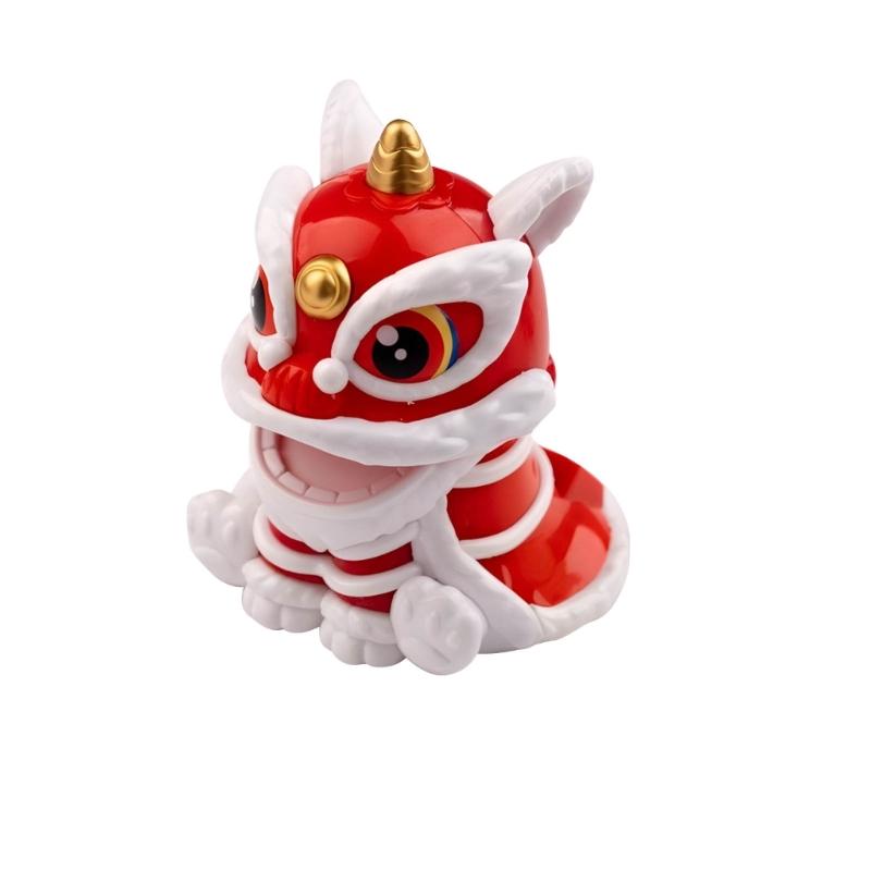 

Lucky Lions Dance Solar Car Decoration Traditional Festival Dashboards Ornament Easy Installation For Home And Vehicle червоний