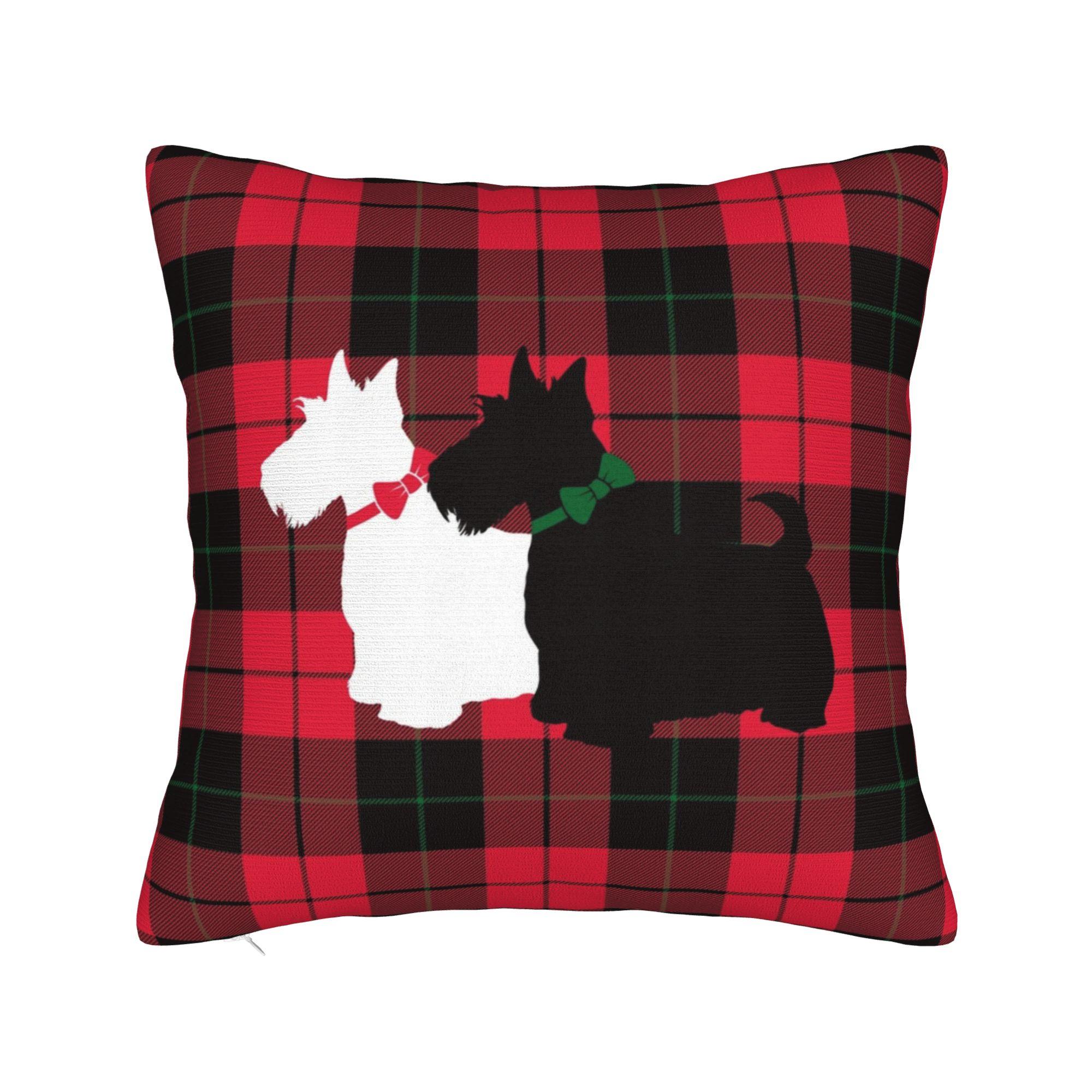 Helenal Unisex Vintage Scottie Dog Scottish Terrier Pillowcase Soft Polyester Cushion Cover Decor Pillow Case Cover Seater Zippered 40*40Cm