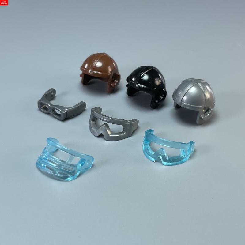 MOC Bricks 30170 30171 Pilot helmet Headgear Visor goggles 4cm Figure Wear DIY Building Blocks Toys Birthday Gifts