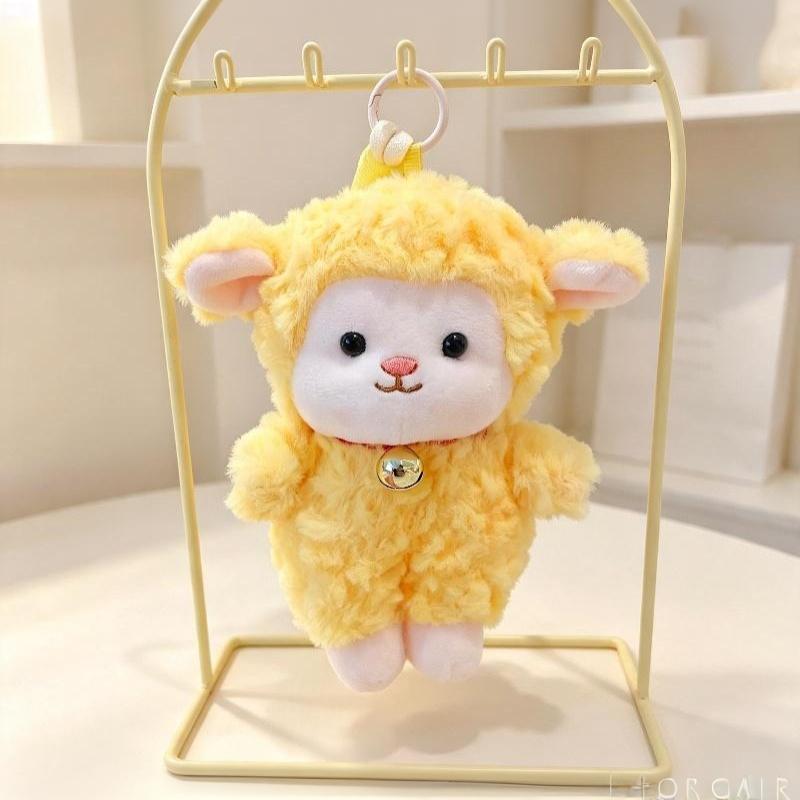 Fluffy Sheep Plush Keychain Pendant 15cm Mini Cute Soft Doll for Backpack Decor Children's Day Gifts for Toddlers