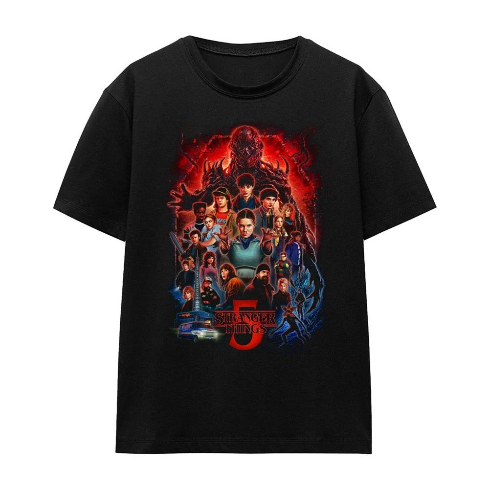 Stranger Things 5 Poster Womens 100% Cotton T-shirt Mens Tees Top S-2XL, Black L