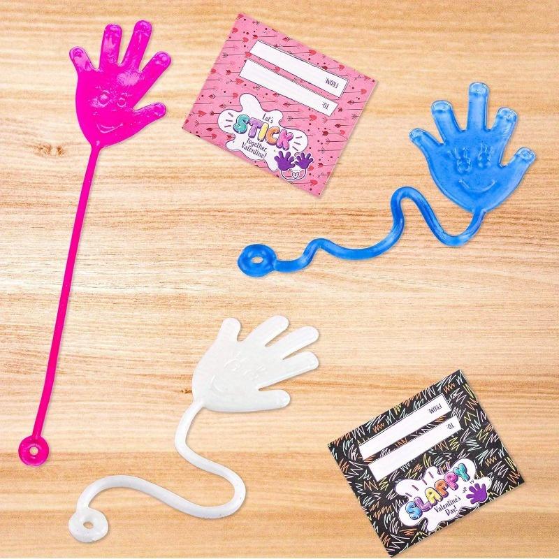 JOYFY 28 Packs Valentines Day Sticky Hands with Card Headers for Party Favor Classroom Exchange Prizes Greeting Cards