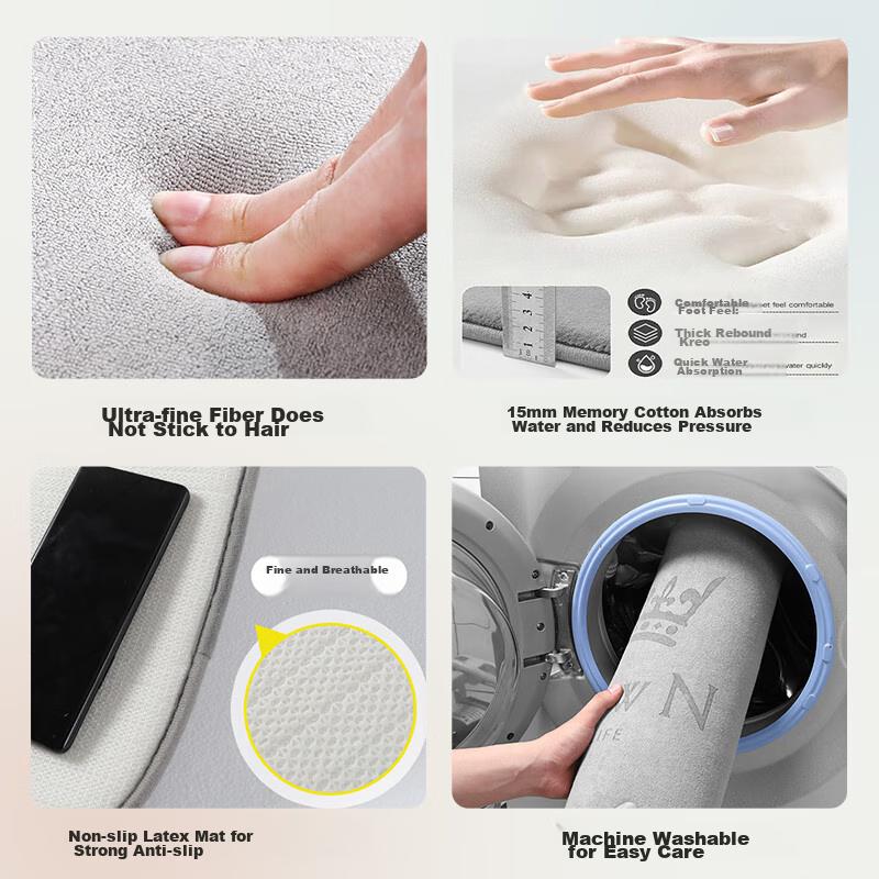 Nanfangshenghuo Bathroom Mat, Absorbent Foot Pad, Non-Slip Mat for Bathroom Entrance, Bath Mat, Toilet-Specific Quick-Drying Thickened Mat