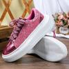 Damen Plateauschuhe Mode Pailletten klobige Schuhe PU-Leder Freizeit-Sneaker runde Zehenpartie Laufschuhe Tägliche vielseitige Schuhe