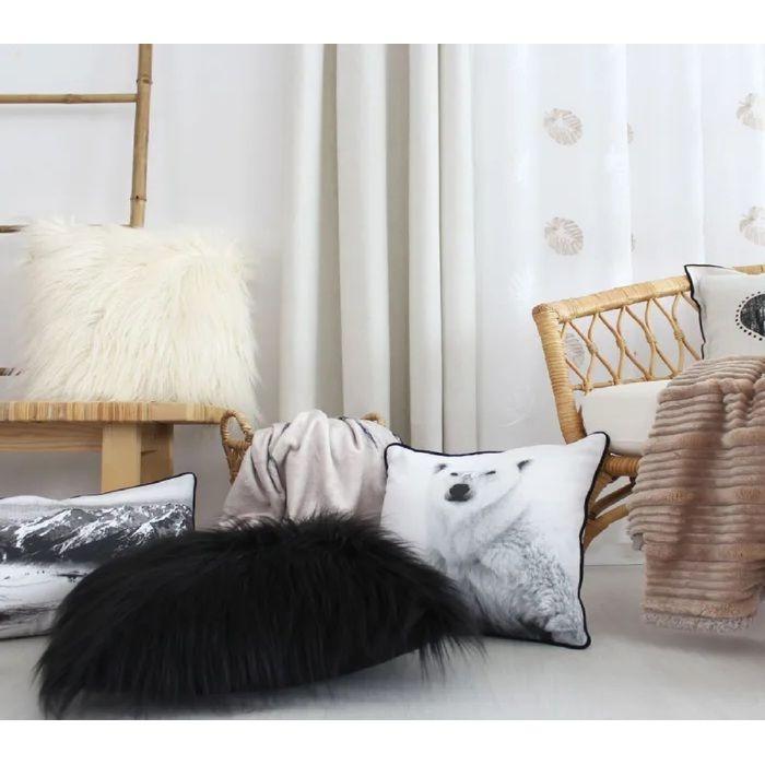 Coussin a poil 45 x 45 cm Epice gris