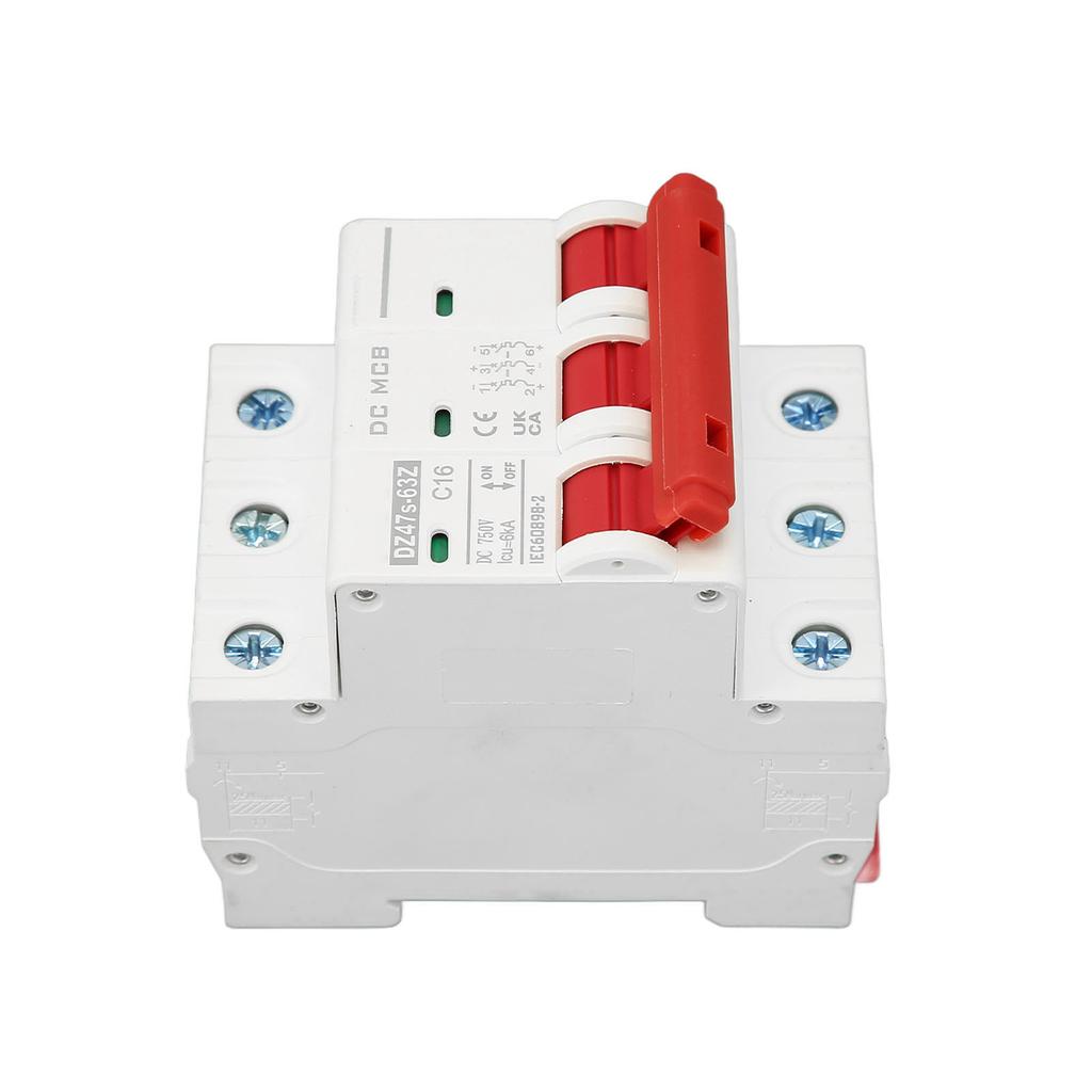 3P DC Circuit Breaker 6000A Breaking Capacity Mini Safety Circuit Breaker for Solar Photovoltaic System 16A 750V
