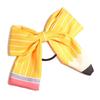 Women Hair Rope Yellow Striped Pencil Bowknot Decor Hair Tie