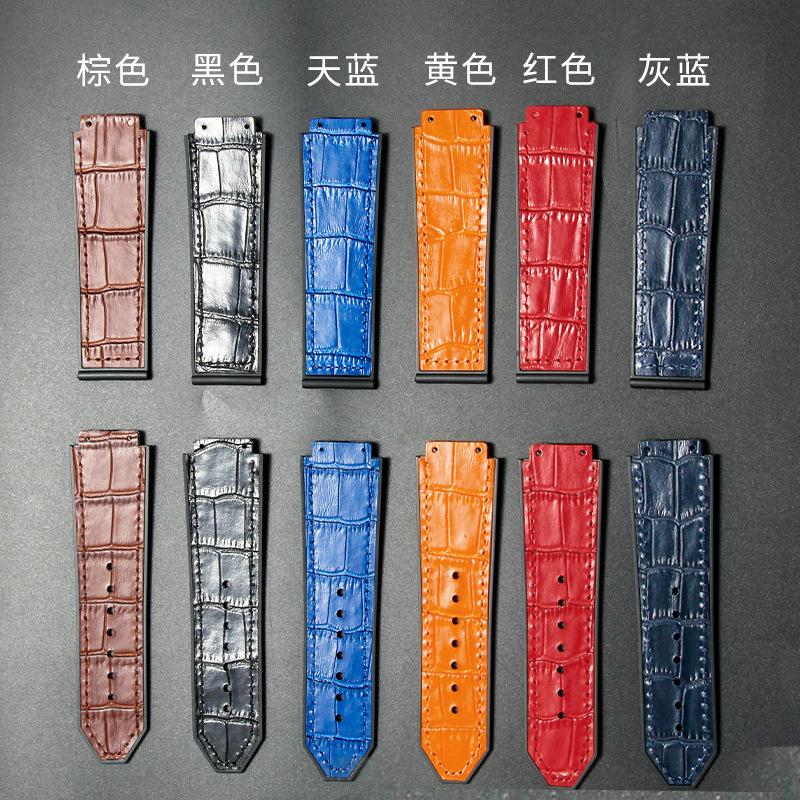 Uhrenarmband Für HUBLOT BIG BANG Echtes Leder 25mm*19mm Wasserdicht Herren-Uhrenarmband Kettenuhr Gummikette
