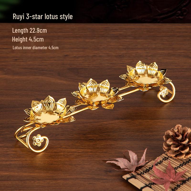 Buddhist Lotus Ghee Oil Lamp Holder for Home Offering