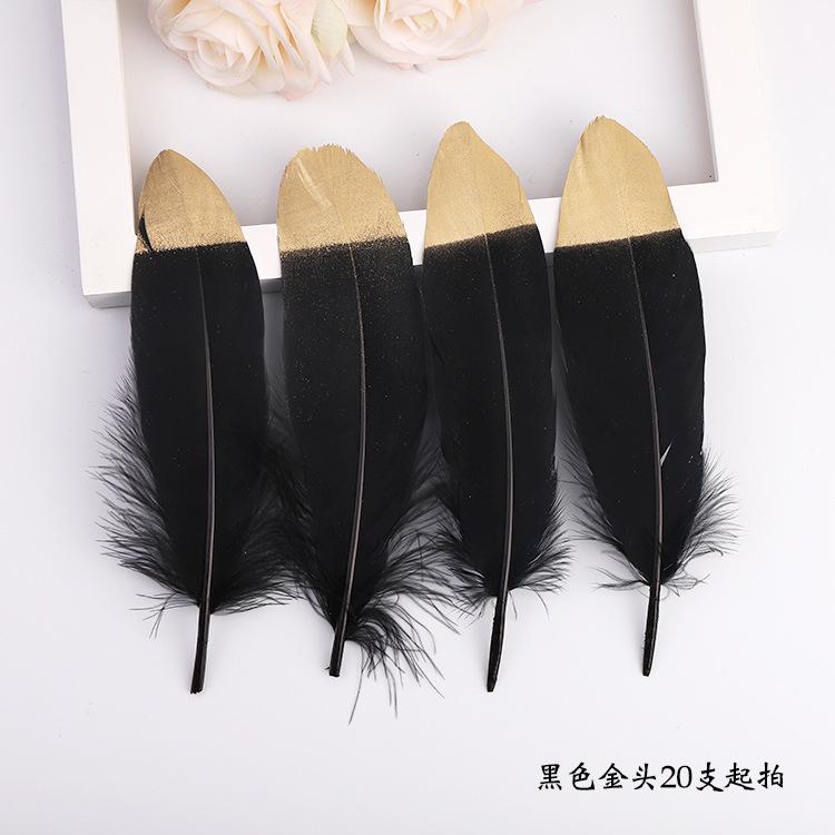 Golden Feather Colored Goose Feather Spray Gold Hard Big Floating Feather Jewelry Accessories Whole Face Semi-Golden Diy Handmade Decoration
