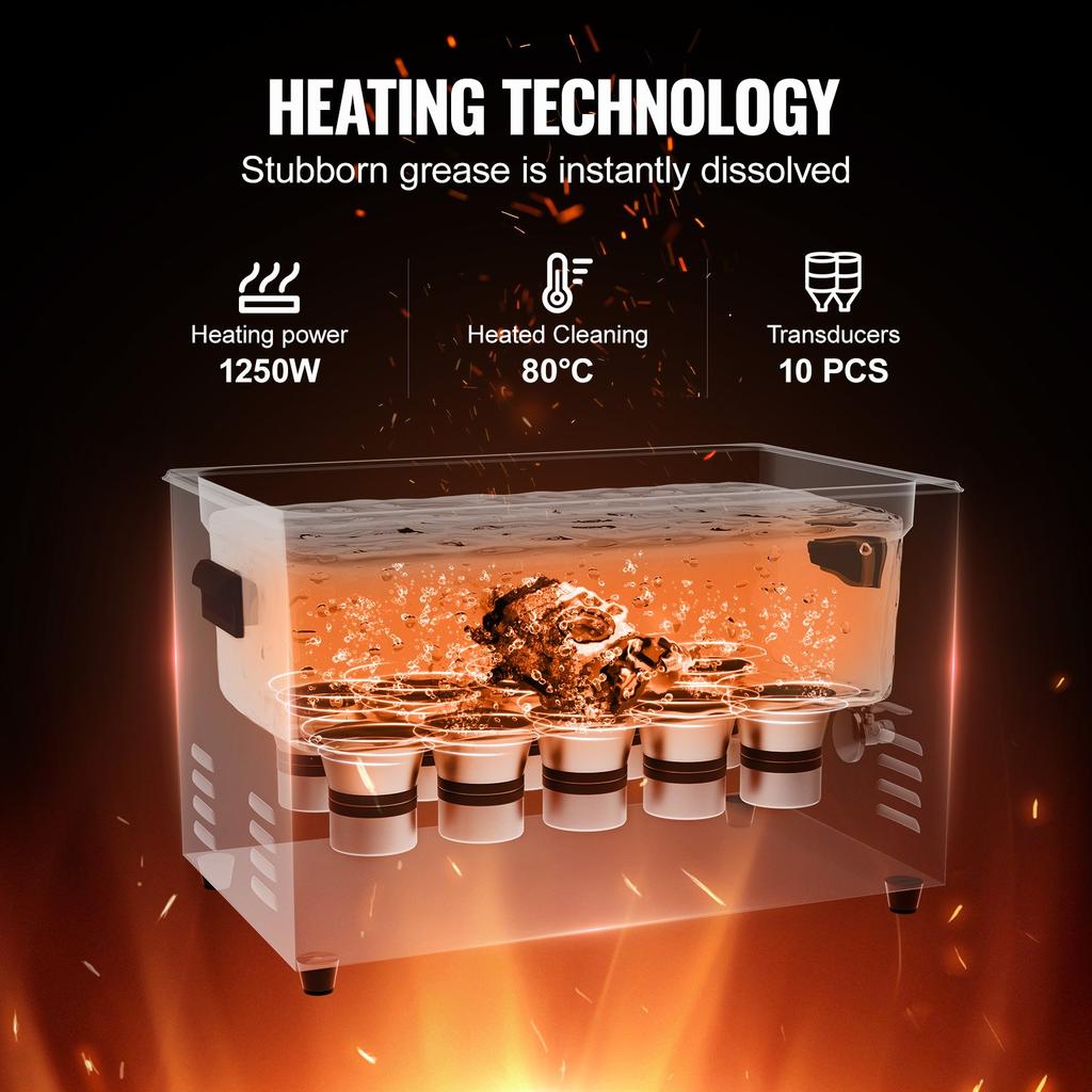 VEVOR 30L Sonic Cleaner, 600W Digital Ultrasonic Cleaning Machine with Upgraded Degassing and Gentle Mode