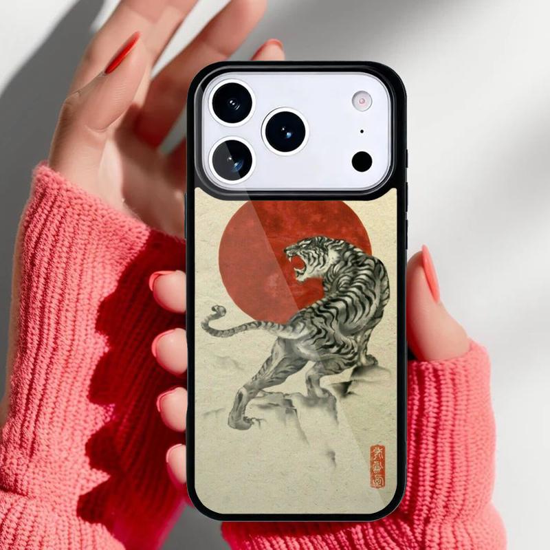 Japanese ukiyo-e Art Panther Tiger Phone Case for iPhone 17 16 15 14 13 Pro Max Back Cover for 12 11 Pro Coque