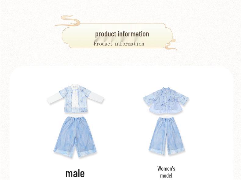 Boys' and Girls' Chinese Style Hanfu Set for Spring/Autumn – Long Sleeve Light Blue Tang Suit for Mid-Autumn Performance