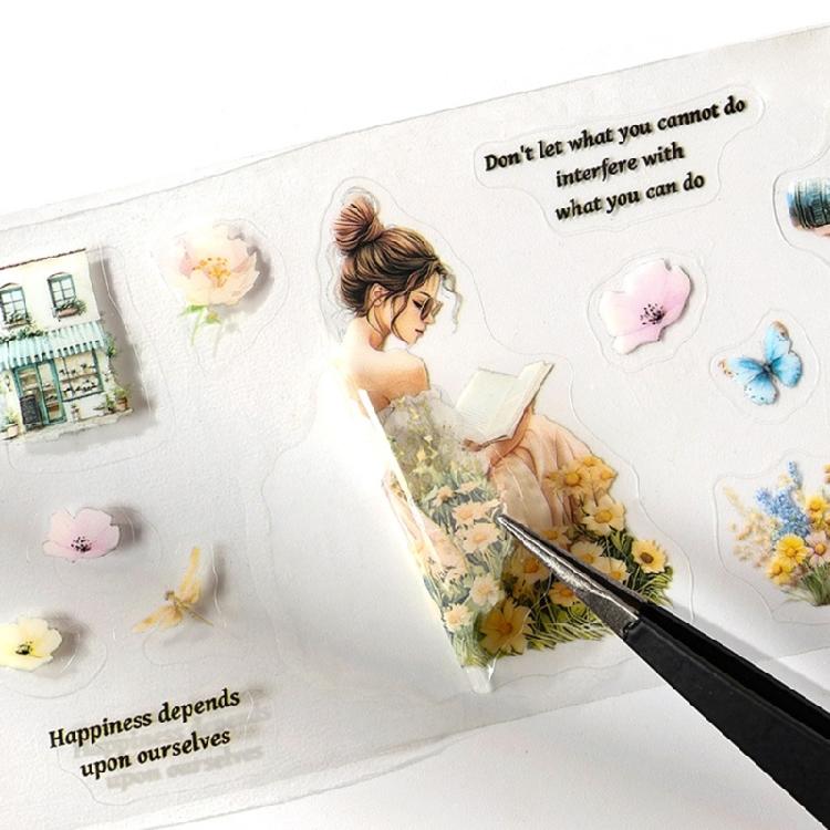 4Rolls Scrapbooking Decorative Tape 60mmX2M Pre Cut Cartoon Girl Sticker Tape for Journal Photo Album Embellishments
