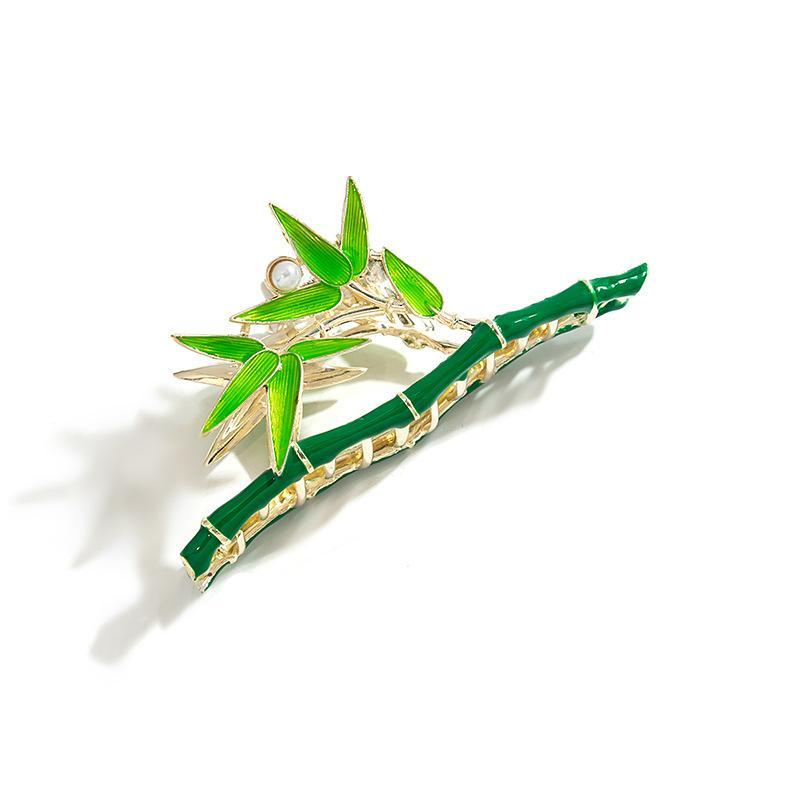 Fashion New Women's Vintage Green Bamboo Hairpin Pearl Hairpin Girl Styling Headwear