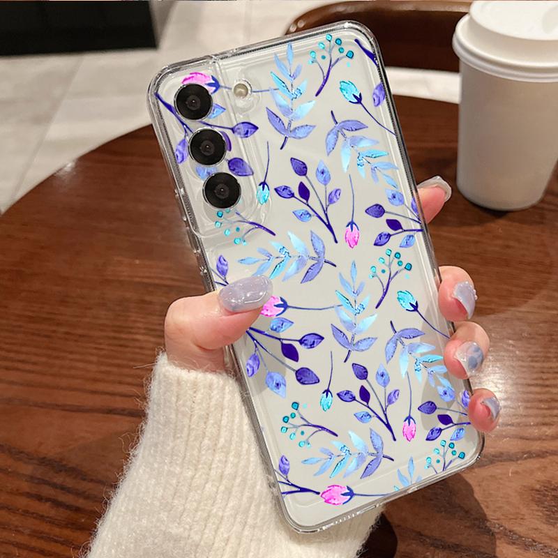 Realistic Flowers Pattern Phone Case For Samsung Galaxy S26 S25 S24 S23 Ultra S22 Plus S24 S21 FE S25 Edge Clear TPU Soft Cover