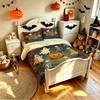 Halloween Duvet Cover Set 3Pcs Pumpkin Ghost Skeleton Graveyard Print Soft Microfiber Bedding with Pillowcases