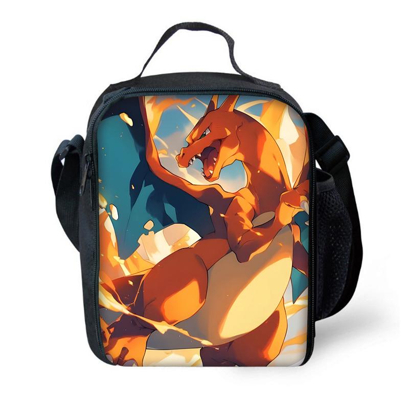 Child School Cute Anime Charizards Backpack with Lunch Bags ,Pencil Bags ,School Bags for Boys Girls Best Gift