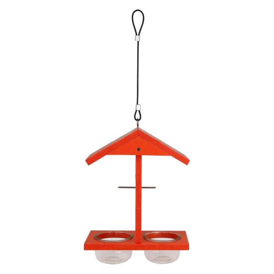 Hanging Oriole Feeder Outdoor Bird Feeder with Fruit Holder Two-Cup красный