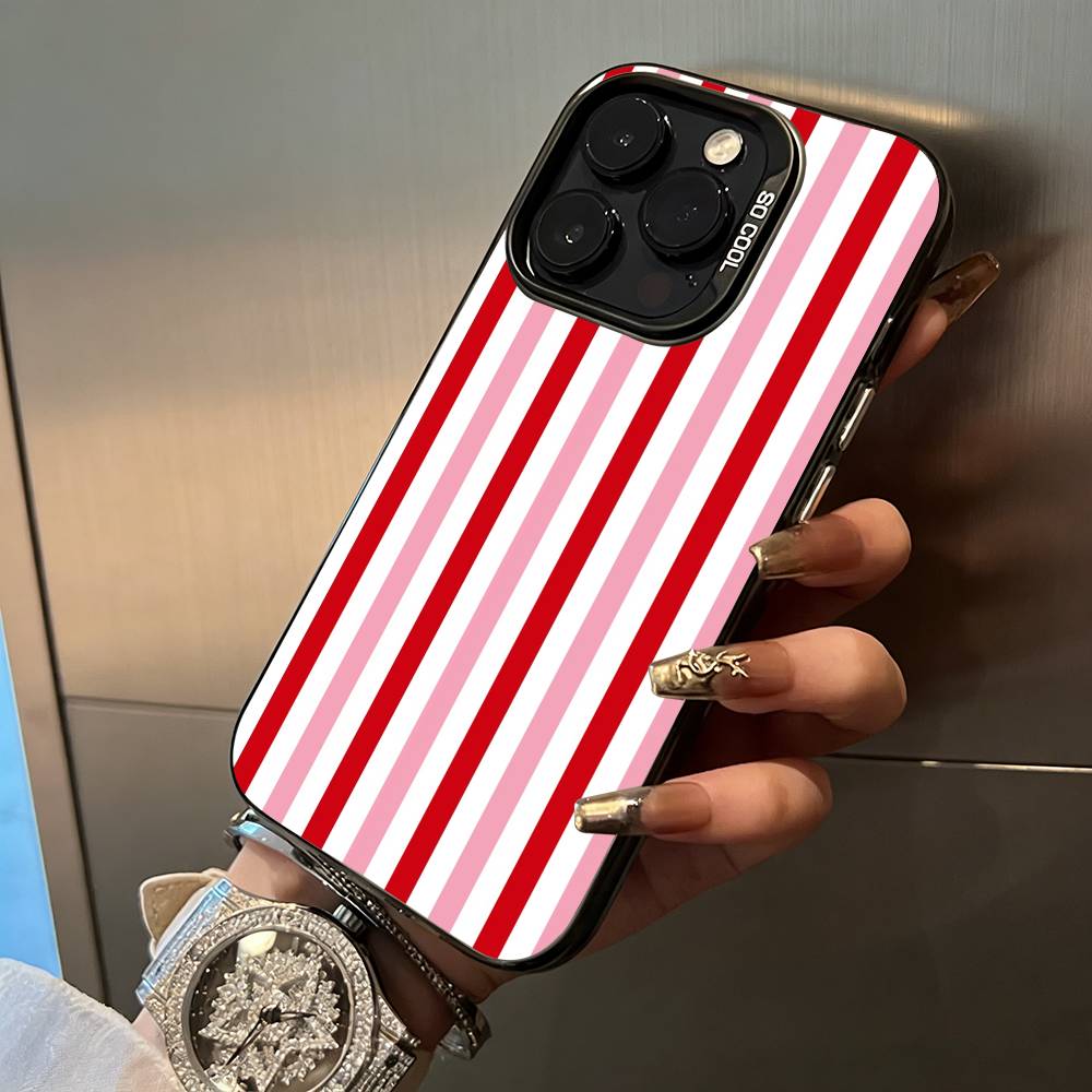 Simple Color Stripes For iPhone 17 16 15 14 13 12 11 Pro Max XS 17 Air Silicone Colored Silver Bumper Cover