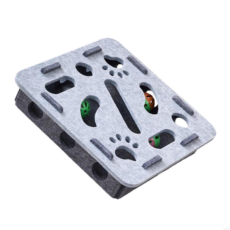 Multiple Cats Enrichment Puzzle Toy with Maze Design Multiple Holes Felt Indoor Entertainment Kitten Exercise Toy