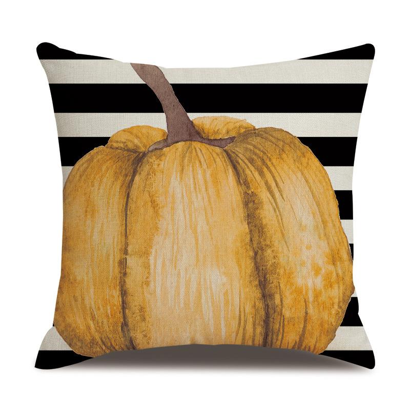Thanksgiving Linen Pillowcase Autumn Pumpkin Print Pillow Cushion Cover