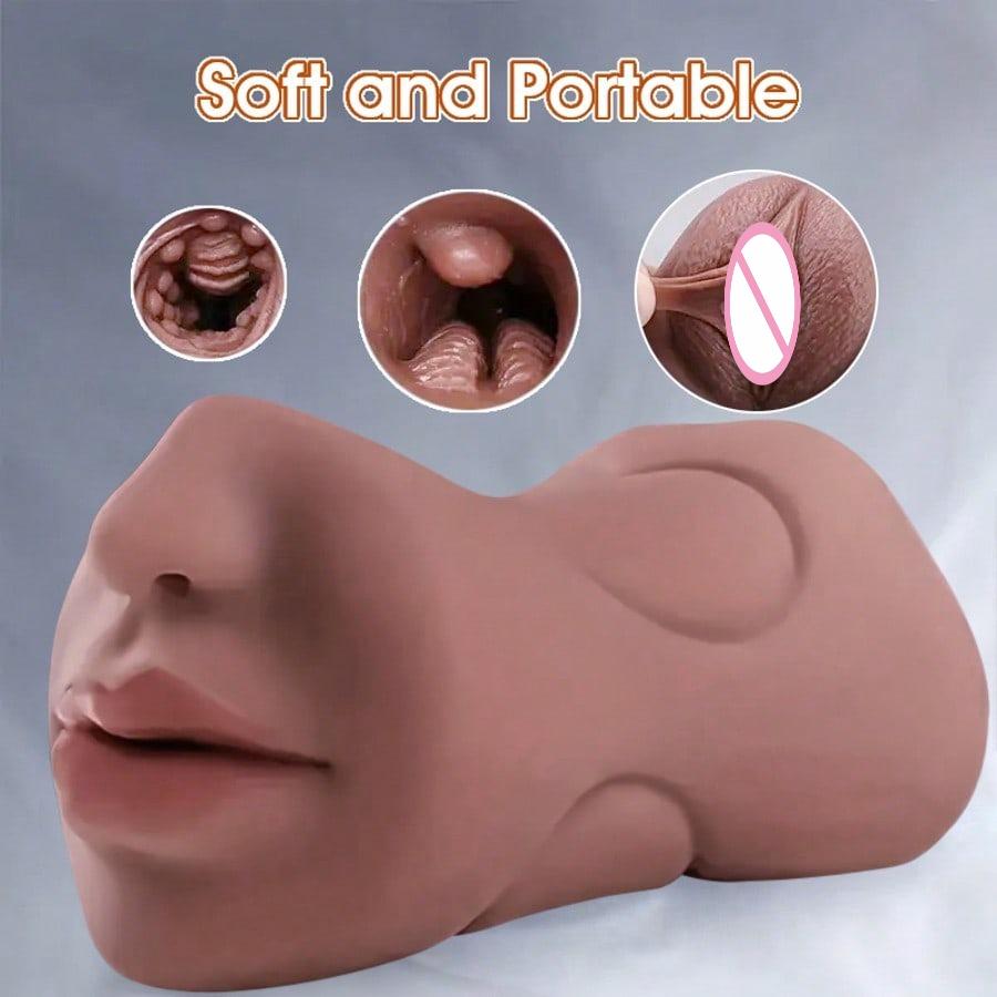 3 in 1 Pocket Pussy Masturbator für Männer Realistisch Texturierter Mund Vagina Und Enger Anus Blowjob für Mann Penisstimulation Sexspielzeug