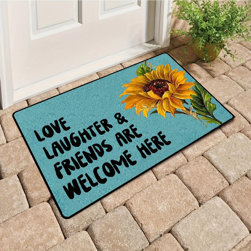 Welcome Entryway Carpet Mat - Decorative Pattern Heart Floral Elf Sunflower Festive Daily Decorative Home Decoration Rug