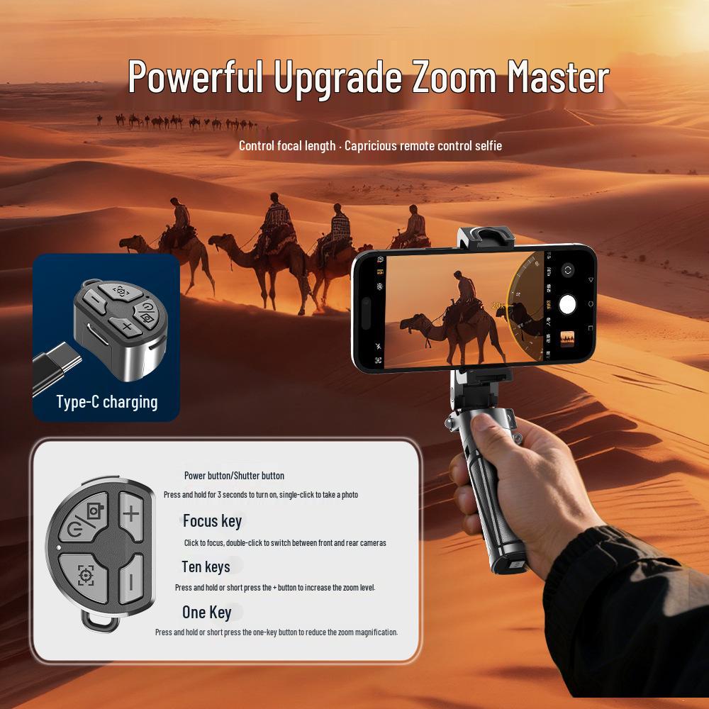 Compact 360° Rotating Selfie Stick with Bluetooth Remote for Live Streaming and Photography