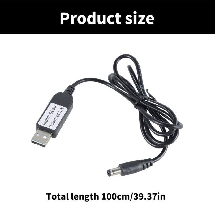 USB Male to Male DC5521 Power Cord USB to 5.5x2.1mm Connector Adapter Cable 5V to 1.5V Converter Wire Line for Fan