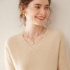 Women's Long Sleeve V-Neck Cashmere Knit Base Layer Top: Versatile, Loose, and Slimming Sweater Innerwear.
