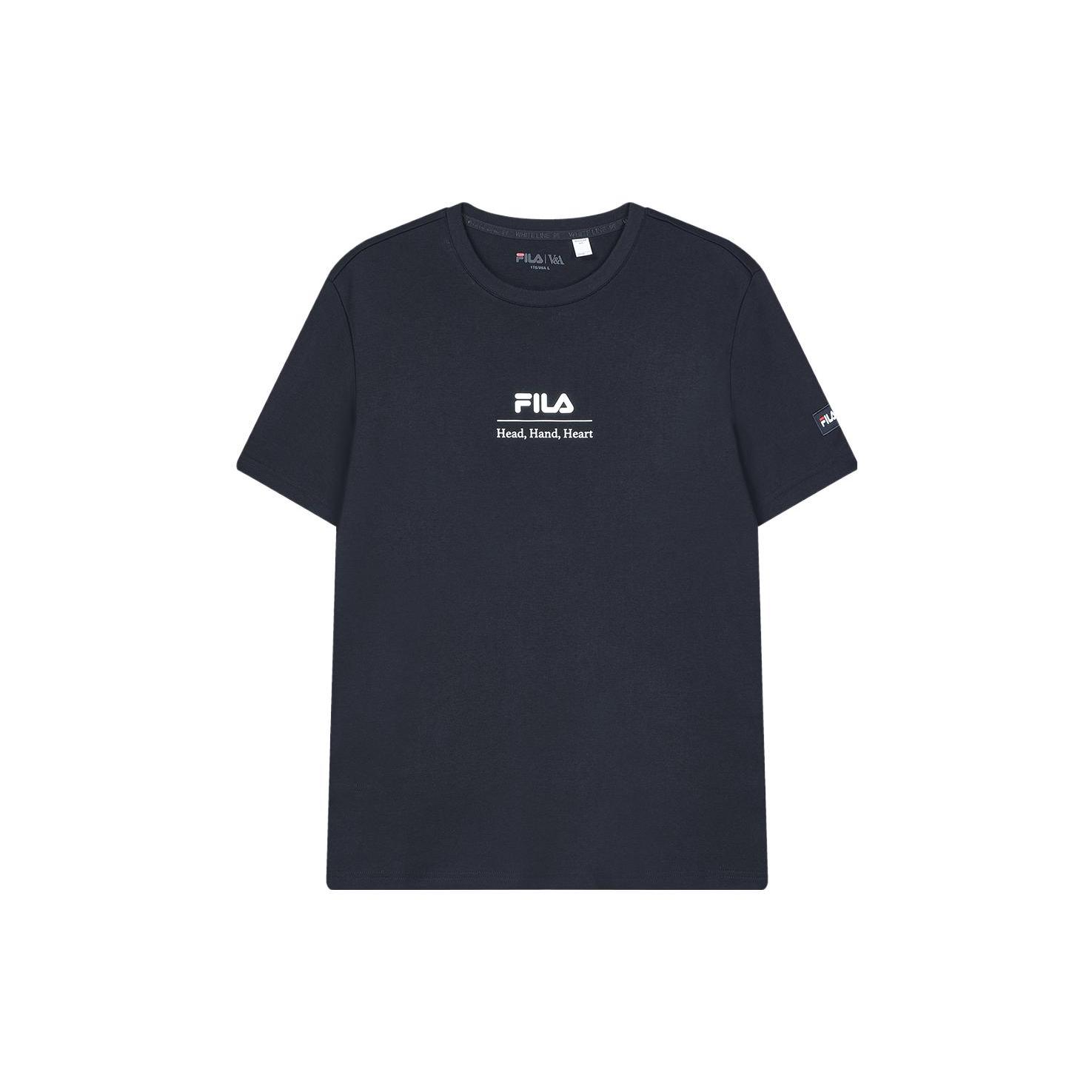 Мужские футболки FILA Иссиня-черный Круглый вырез Умеренный прямой крой F11M418101F-BK- M