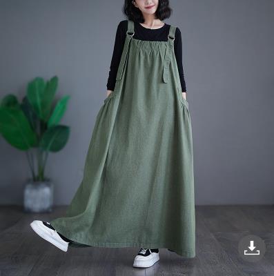 Japan and South Korea Large Size Women's Clothing Spring and Summer Medium and Long Strap Skirt Women's Loose and Thin Denim Strap Skirt Bigswingdress