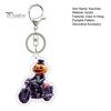 Spooky Bag Accessory Halloween Pumpkin Rider Acrylic Keychain, Motorcycle Man Key Wear Resistant Ornament Ring, Backpacks Handbags Decorative