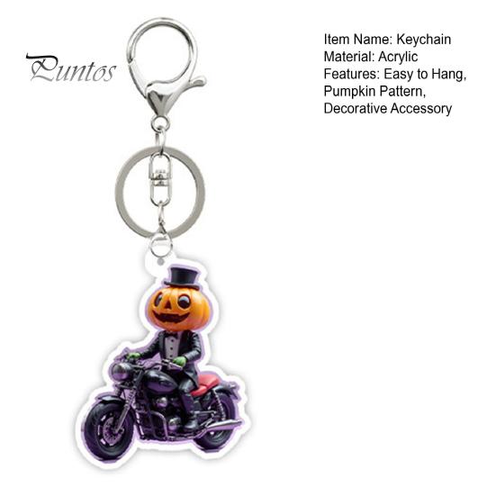Spooky Bag Accessory Halloween Pumpkin Rider Acrylic Keychain, Motorcycle Man Key Wear Resistant Ornament Ring, Backpacks Handbags Decorative